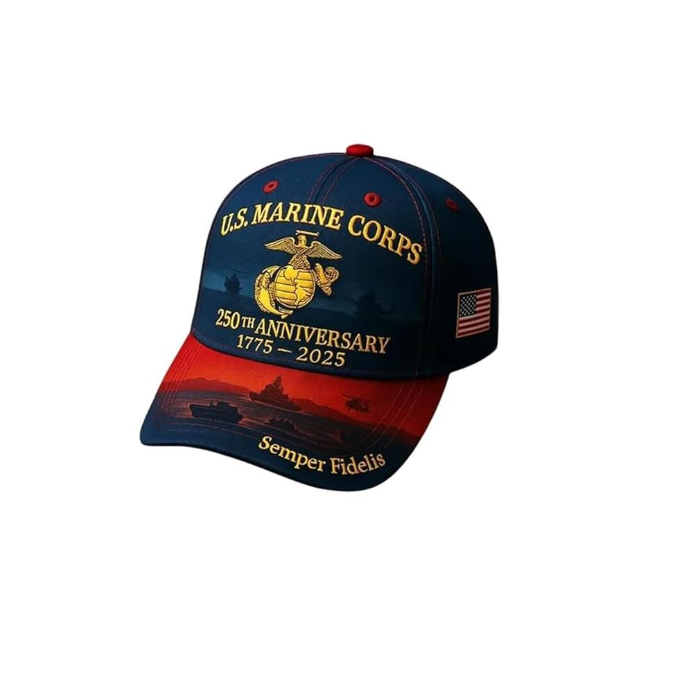 U.S. 250th Anniversary Baseball Caps Retro Washed Cap FREEDOM 250 Marine Corps 250th Anniversary Cap Casual Outdoor Sun Hats