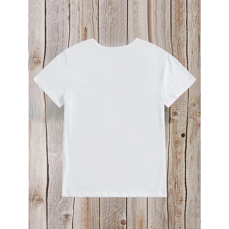 Watercolor Castle Print T-Shirt - Soft Round Neck Blouse Top with Medium Stretch Suitable for Parties & Casual Attire, Machine Washable Casual Blouse