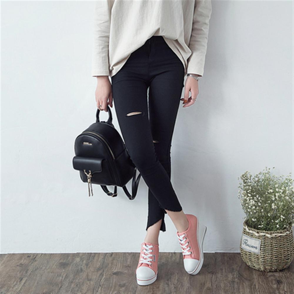 New Women Vulcanize Shoes Platform Breathable Canvas Shoes Woman Wedge Sneakers Casual Fashion Candy Color Students Drop Ship