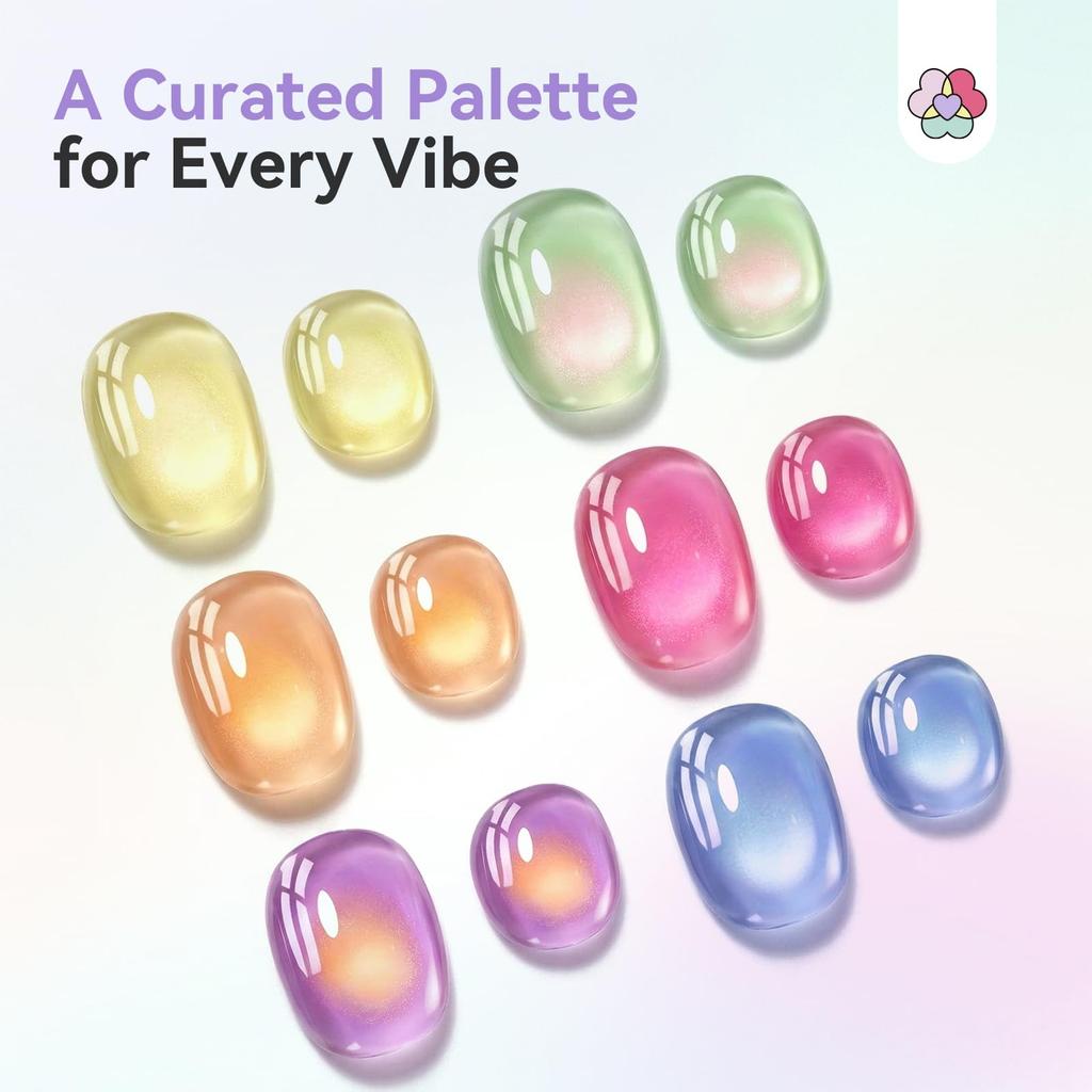 SAVILAND Cat Eye Gel Nail Polish Pen Salon for Home 6 Colors One-Step Set, 3-in-1 Portable, Magnetic, Quality, & Travel,
