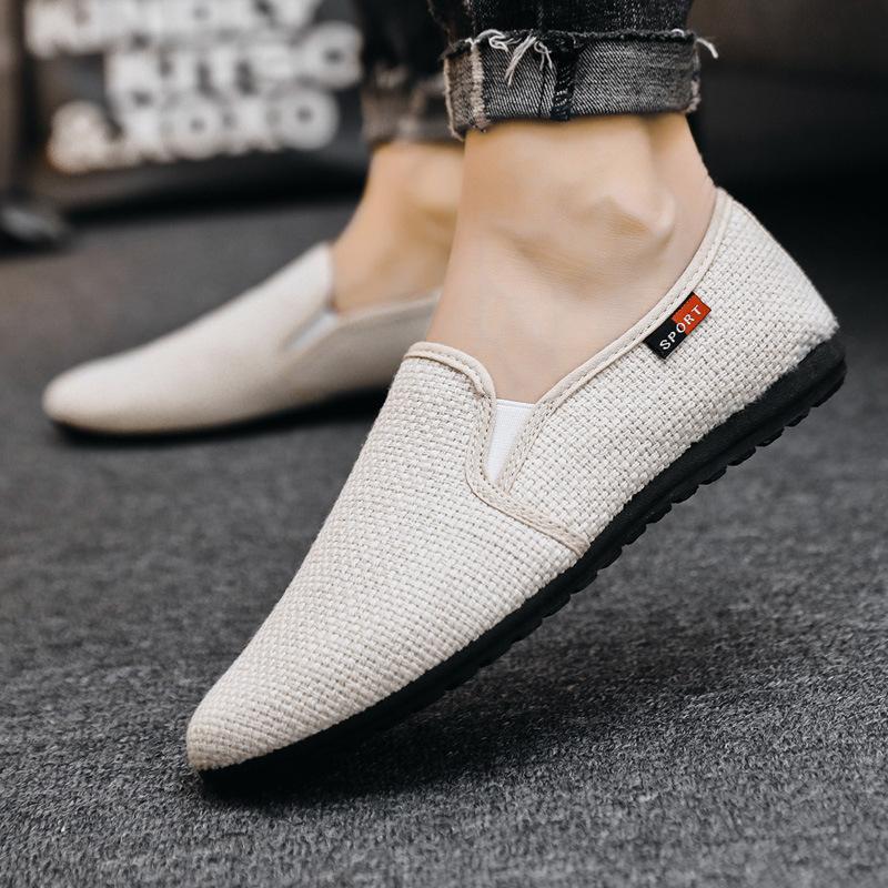 summer beanie shoes, low-top linen lazy cloth shoes, breathable casual driving shoes