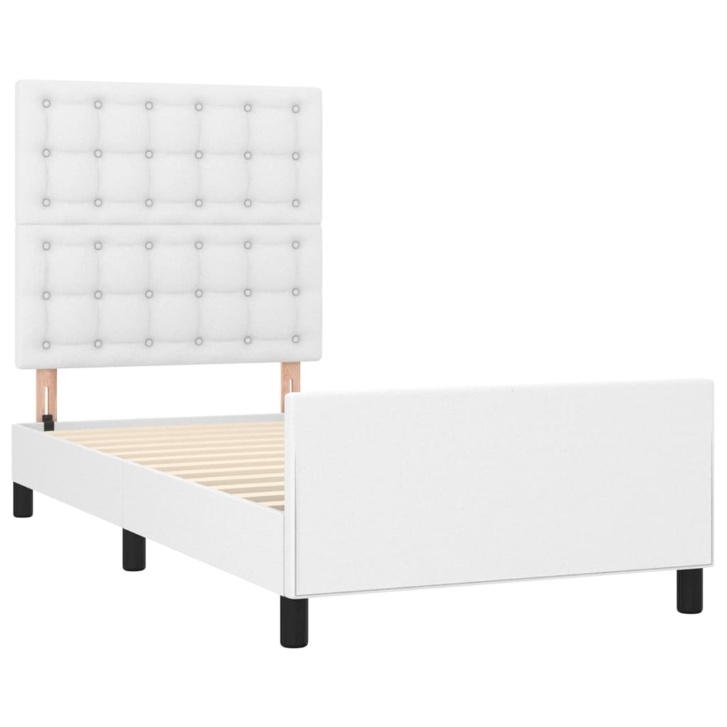 Bed Frame with Headboard White 90x190 Cm Faux Leather