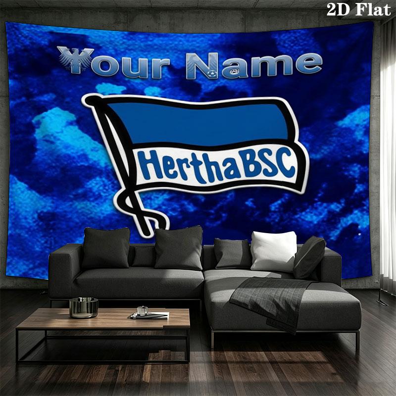 Hertha BSC Custom Name Wall Tapestry Aesthetic Wall Hanging Printed Fabric Blanket Decorative Tapestries for Bedroom Living Room Home Decor