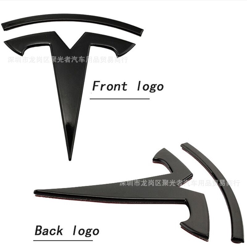 ALL1 metal For Tesla- Car Front Emblem Rear Trunk Emblem Suitable for Model 3 Mode Y logo replacement rear and rear logos blackening