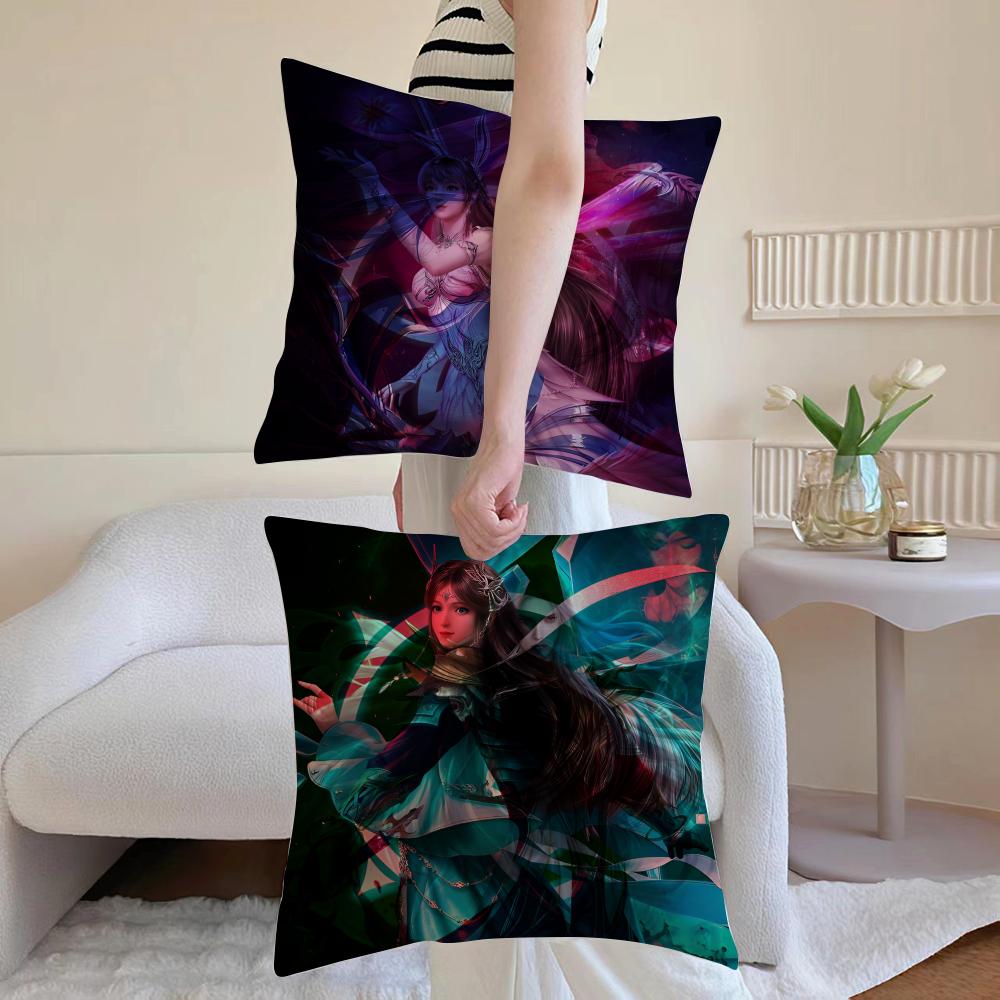 Soul Land Cushion Cover Anti-dustmite Pillowcase Invisible Zipper Silky Short Plush Sofa Cushion Cover