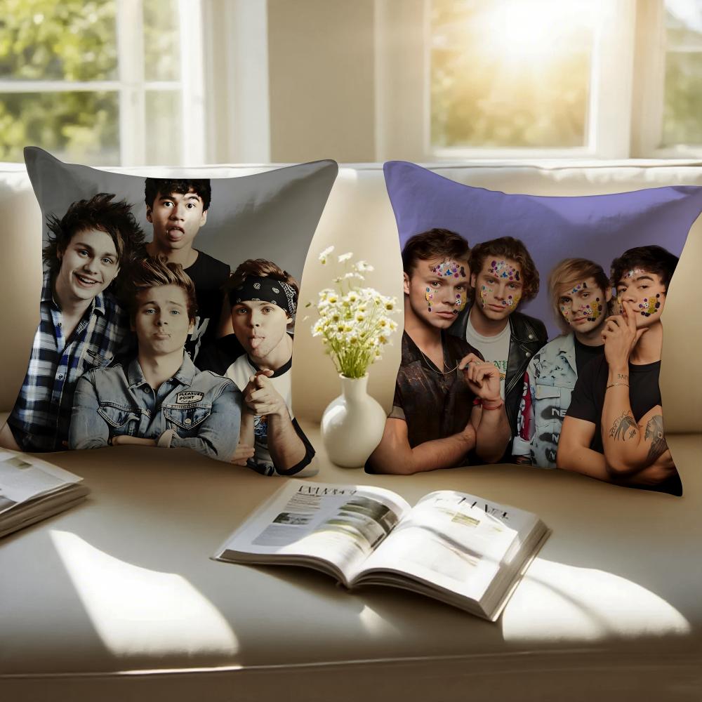 Pop Punk Australian Band 5 S-Seconds Of Summer Cushion Cover Pillowcase Anti-Dustmite Invisible Zipper Short Plush Sofa Cushion