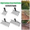 High Carbon Steel Nail Rake Multifunctional 4/7/9/12 Teeth Gardening Weeding Rake Labour-Saving Loose Soil Nail Rake Garden Tool