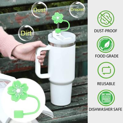 4/7Pcs Flower Silicone Straw Covers Dust-Proof Cap for 20-40 Oz Tumbler Food-Grade Reusable Straw Topper