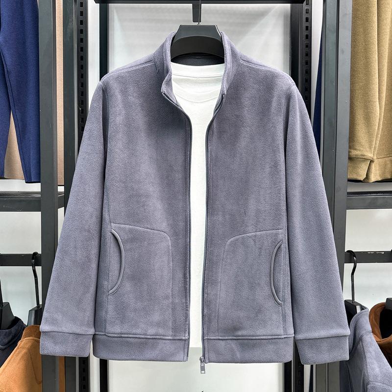 

Австрийский флисовый свитер мужской воротник-стойка на молнии кардиган куртка осень и зима мужская теплая поларфлисовая однотонная куртка повседневная XXXL серый