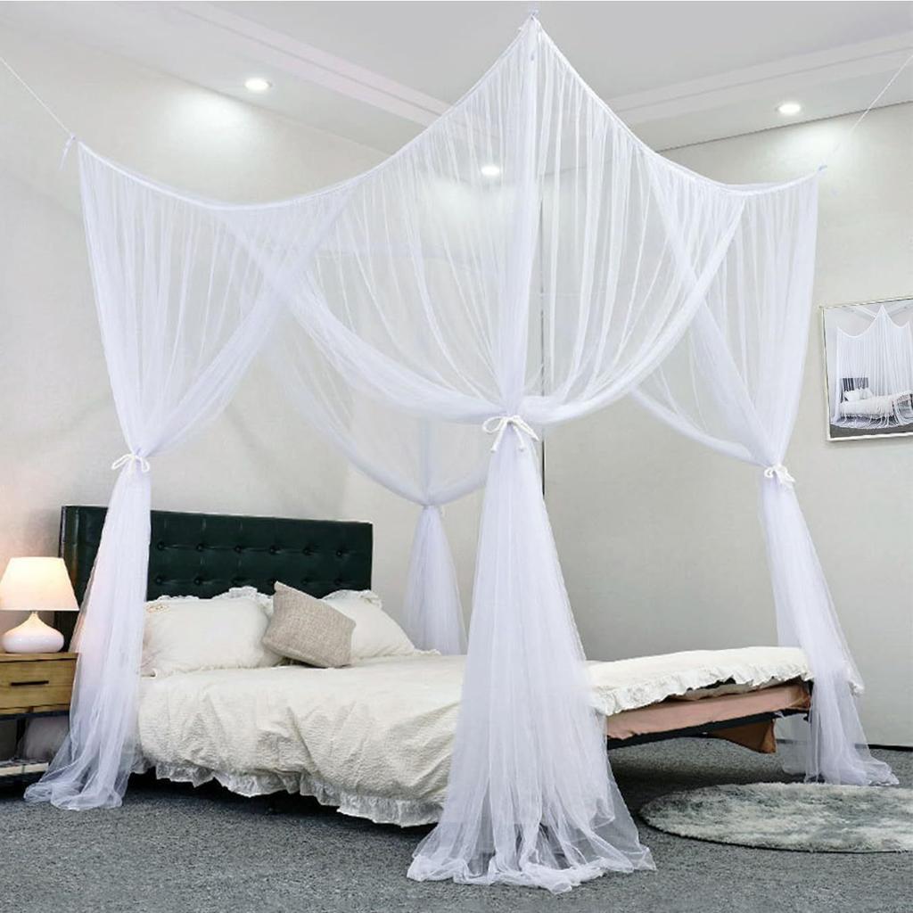 Quadrangle Mosquito Net Floor To Ceiling Bed Curtain Double Opening Mosquito Net Mosquito Proof Net Cover Fit for All Bed Sizes
