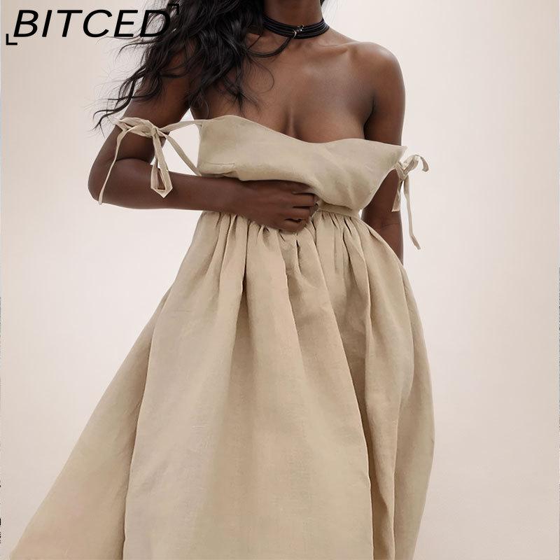 BITCED Women's Spring Dress: Elegant and Sensual Strappy Backless Halter Dress