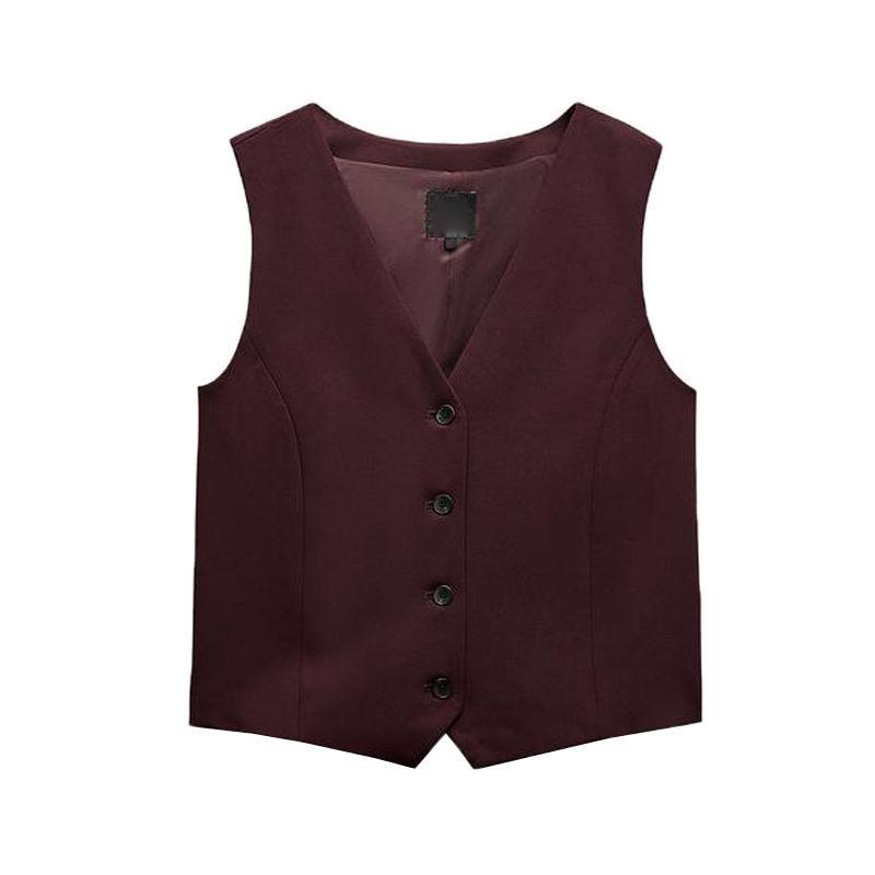 

Spring New Women s Clothing Fashion Sleeveless Slim Fit Waistcoat Vest 4749886 Pairs of Pleated Pants 4391513 Red Vest L