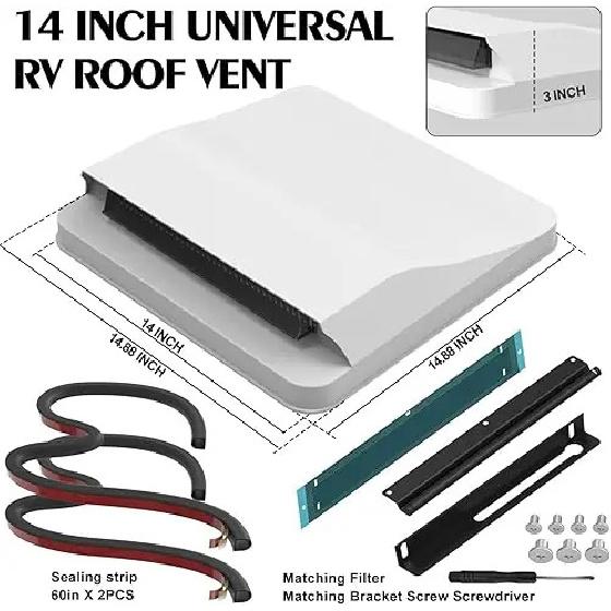 Universal Upgrade 14 Inch White RV Roof Vent Cover Kits Replacement Parts For Trailer Camper Motorhome