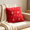Christmas Cushion Cover with Gold Sequins Embellishment, Plush Faux Furs Square 18 X 18Inch Pillow Cover for Sofa, Bed, and Winter Room Decors