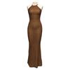 European and American style autumn new women's clothing temperament elegant neck knitting sleeveless slim dress wholesale