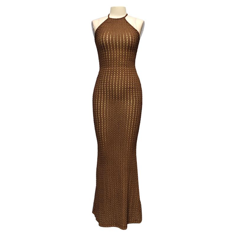 European and American style autumn new women's clothing temperament elegant neck knitting sleeveless slim dress wholesale