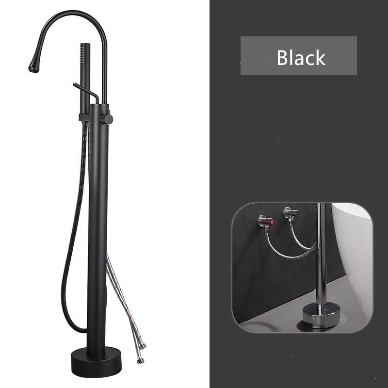 Brass Floor Standing Black Bathroom Bathtub Faucet + Handheld Shower Free Standing Chrome Luxury Grey BathTub Faucet Mixer Taps