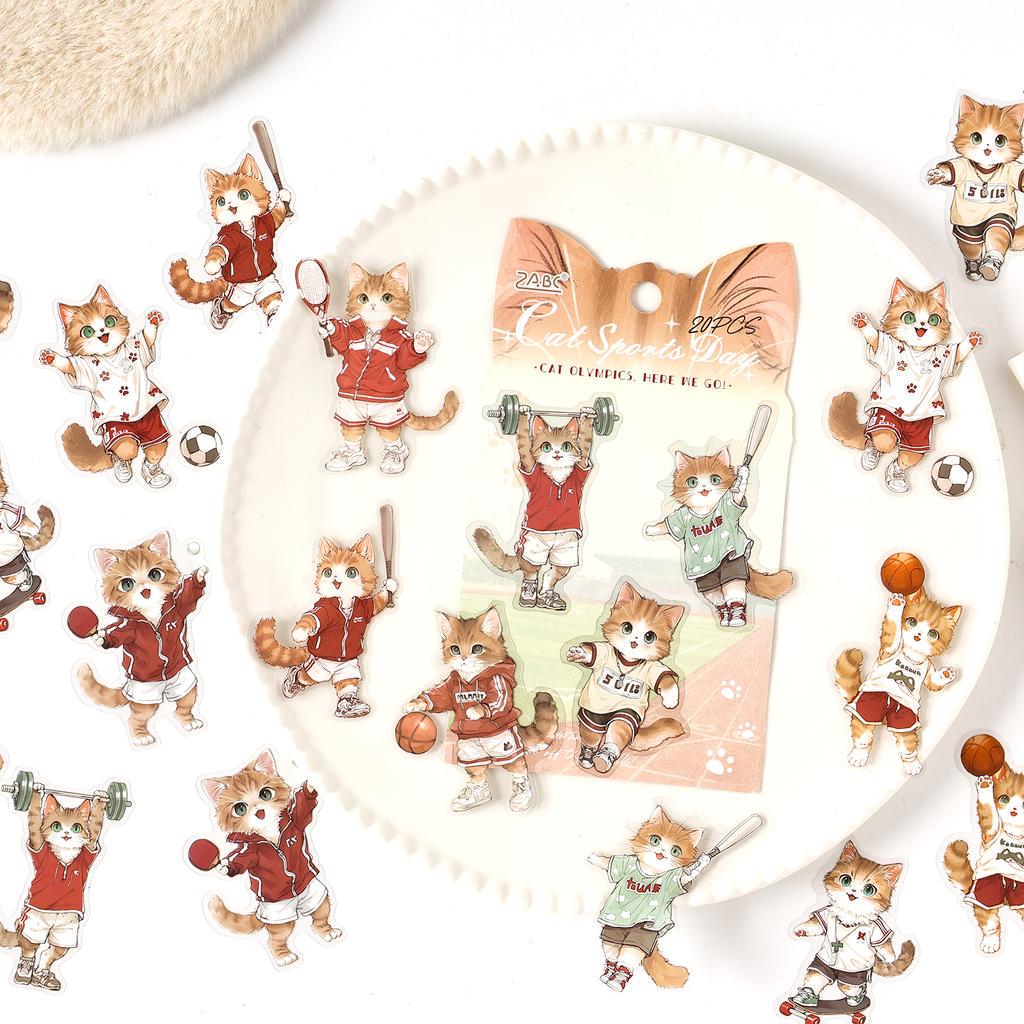 20/120pcs Cute Claw Club Series Kawaii Ins Cartoon Cat PET Stickers Creative Handbook Scrapbooking DIY Material Stickers