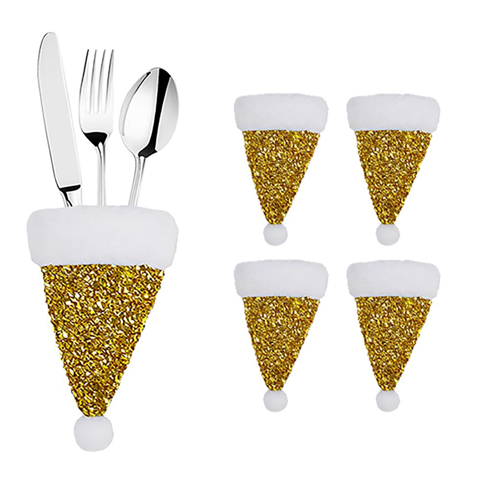 20/1Pcs Mini Santa Hats Fork Knife Cutlery Holders Bag Wine Bottle Cover For Home Xmas Party Table Decoration New Year Kids Gift