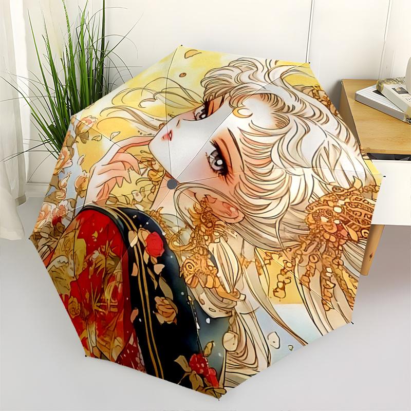 1pc Floral Fantasy Elegant Automatic Folding Umbrella with 8-Bone Iron Frame - Perfect for Festivals, Travel, Daily Use, and Gifts!R072