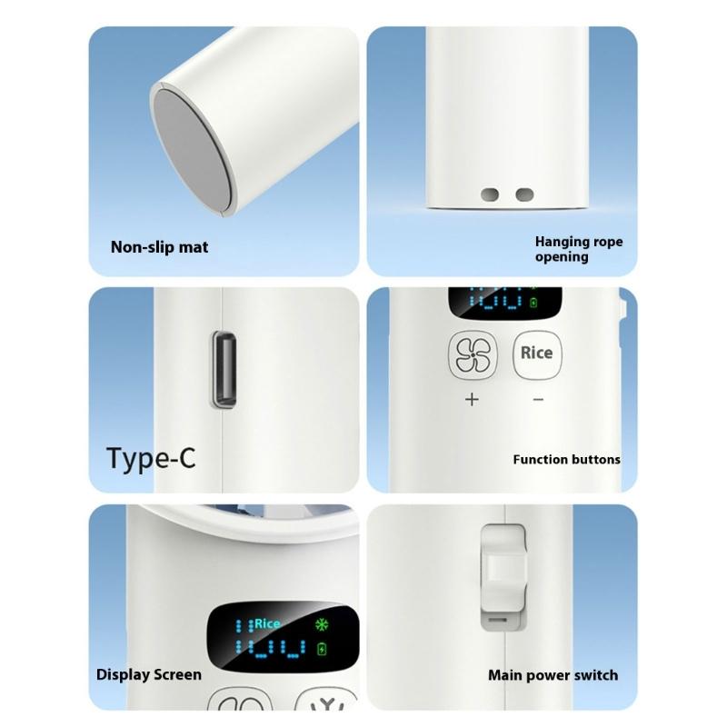 Multifuntional Digital Display Fan Efficient Cooling Fan 5200mAh Quiet Powerful Fan Plastic Texture for Outdoor Travel