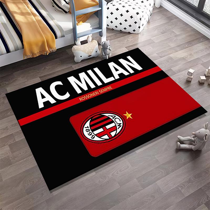 Tappeto con logo AC Milan Tappeto antiscivolo adatto per divani in soggiorno e camera da letto.