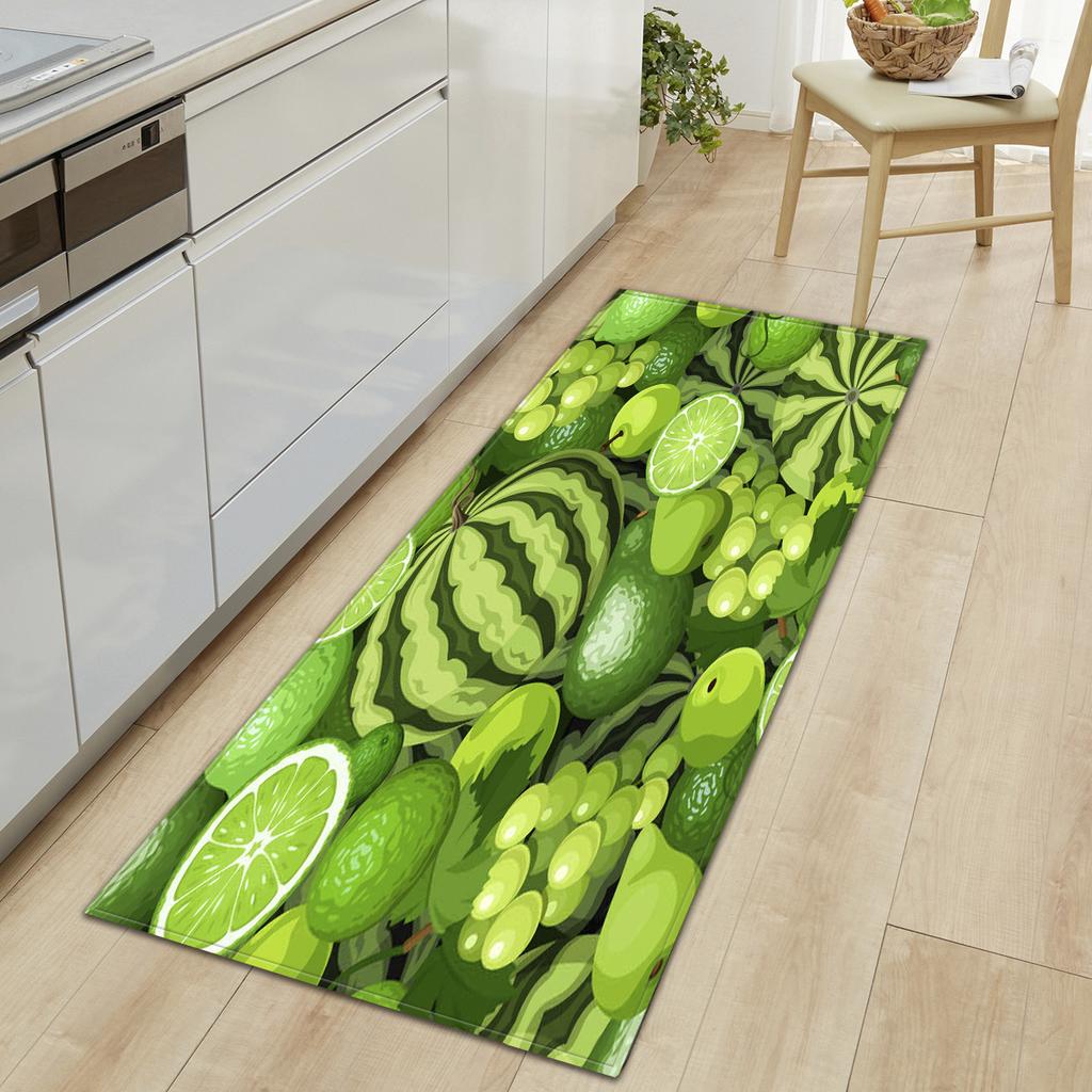Tapete de cozinha de frutas e vegetais frescos, macio e espesso, tapete de chão de cozinha, à prova d'água, antiderrapante, à prova de óleo, tapete de chão, tapete de corredor