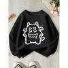 Girls' Creative "Line Monsters" Element Pattern Print Round Neck Sweatshirt, Long Sleeve, Casual Style