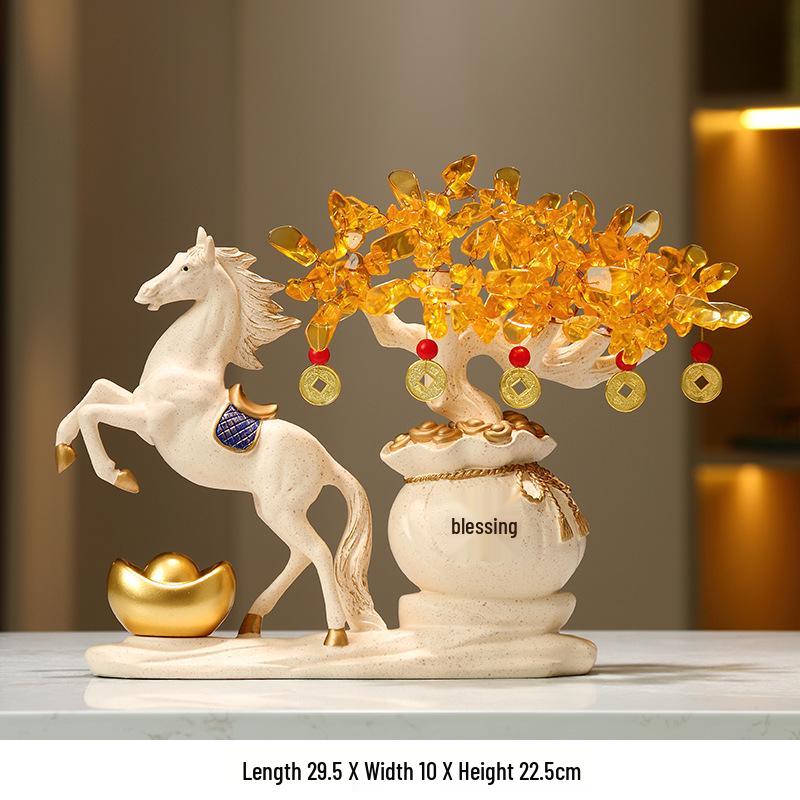 Luxurious Zodiac Horse Money Tree Ornament for Entrance or Living Room Decor: Perfect Gift