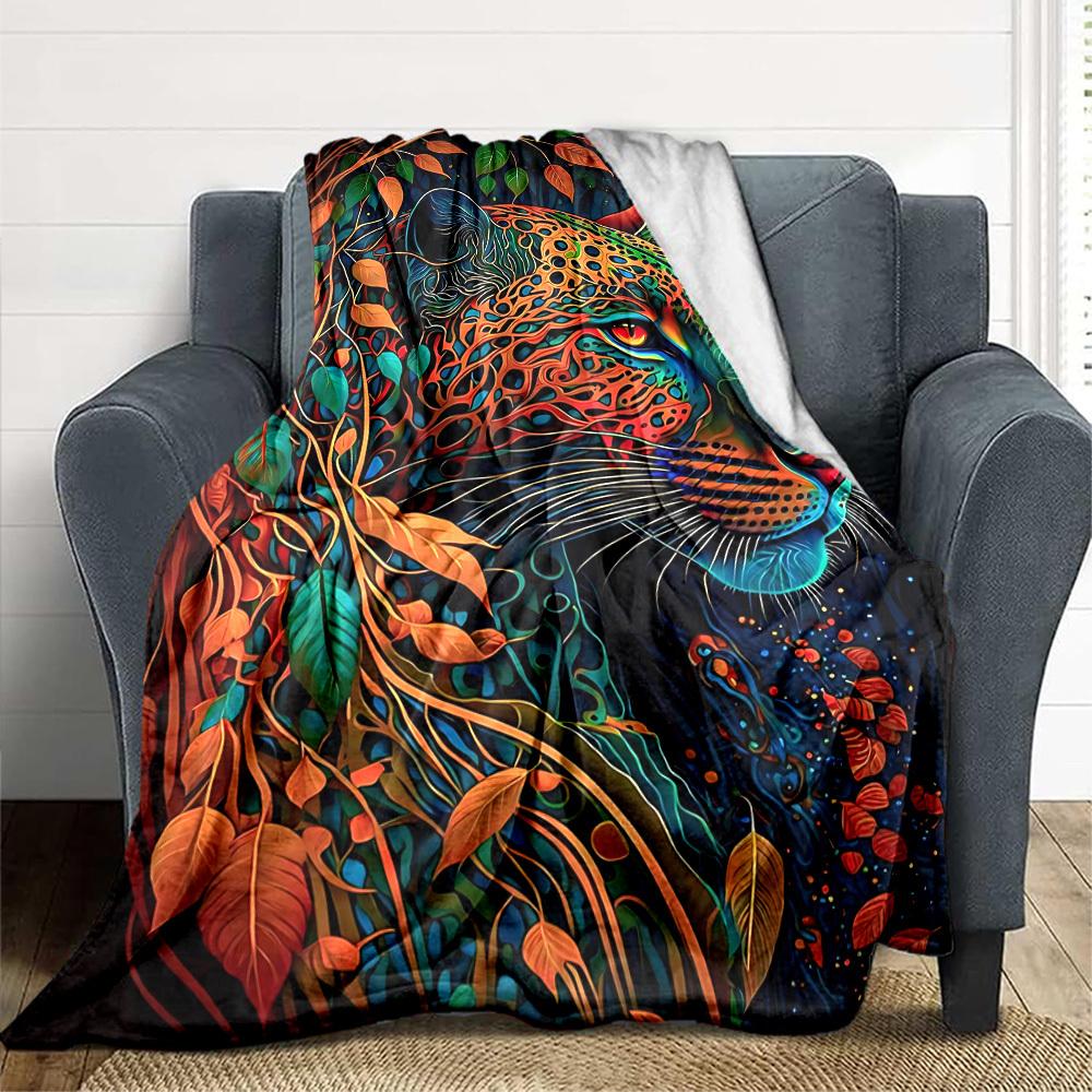 

1pc Leopard Print Blanket Lightweight Flannel Blanket Throw Blanket For Sofa, Bed, Travel, Camping, Livingroom, Couch, Chair, And Bed yy2509026145 100x150cm