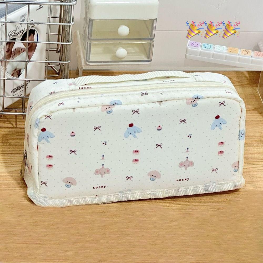 New Puppy Pattern Pen Bag Large Capacity Multilayer Stationery Bag Multi-function Gift Pencil Case Student