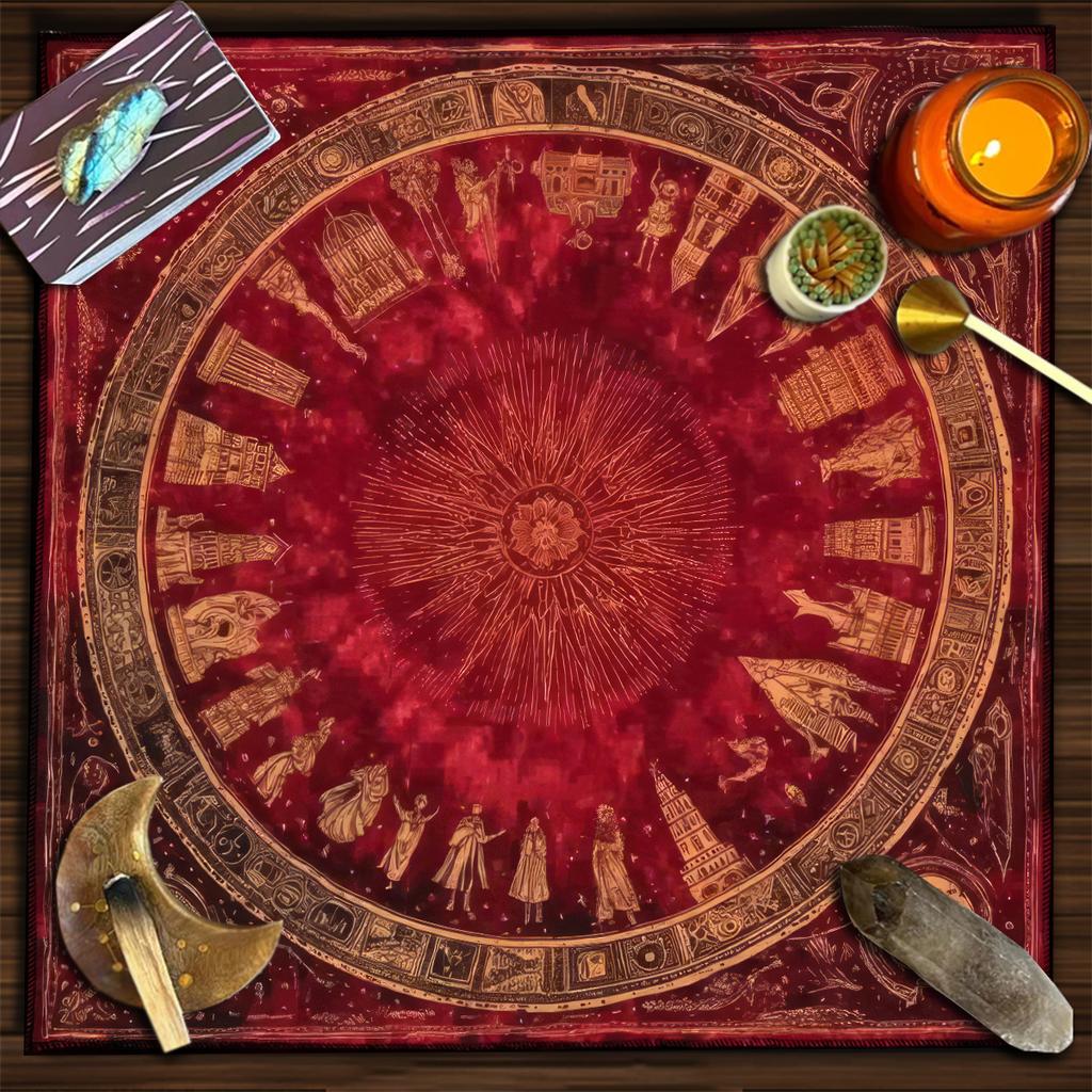 Sacred Geometry Flower of Life Tarot Tablecloth Sun Moon Starry Sky Divination Mat Golden Universe Altar Cloth