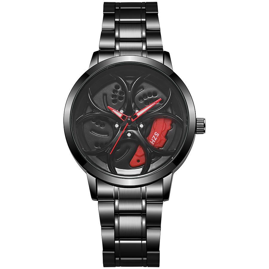 Cool Sports Car Wheel Hub Watch Inner Ring Rotatable Men S Wheel Quartz Watch Fashion Trendy Men S Watch красный