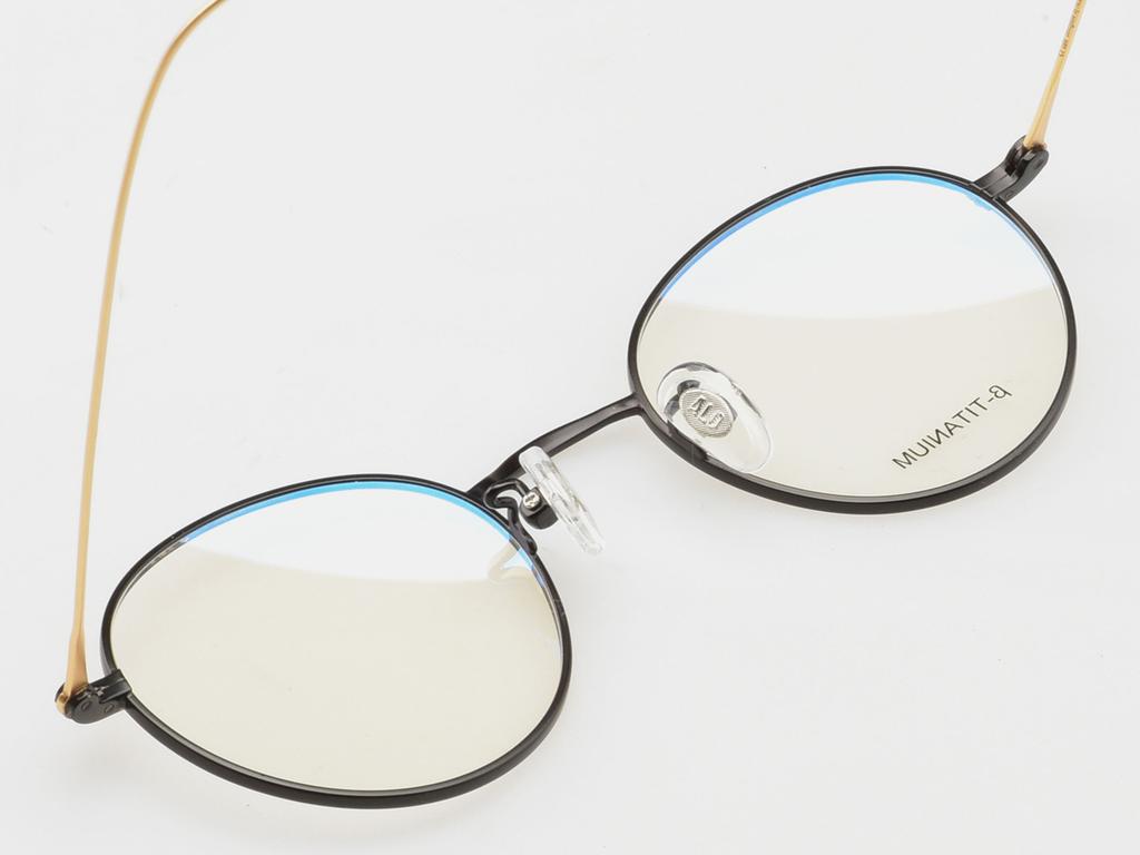 Alloaiweeo [Alo:Ctzen] Ci8709B C2 Beta Titanium Ultra-Light Black/Gold Slim Eyeglass Frame