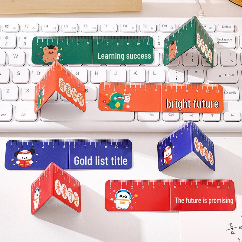 Creative Cartoon Magnetic Ruler Bookmark - Folding Page Holder for Students and Children, Ideal Stationery Gift