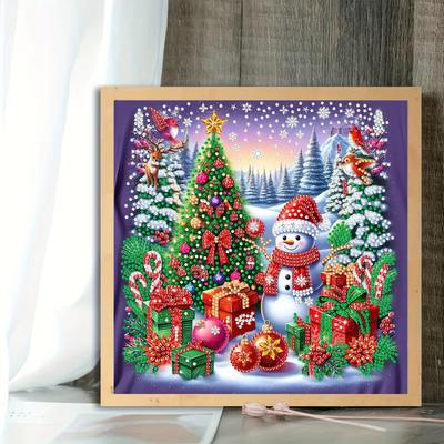 Sneeuwman Speciale Vorm Gedeeltelijke Boor Dimond Art Schilderijen voor Thuis Kantoor Muur Decor Kristal Strass Steentjes Diamantschilderij 30x30cm