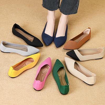 Fashion Multi-Color Ladies Princess Shoes Stretch Fabric Flats Woman Spring Polyester Ballets Pointed Toe Slip On Femme Washable Loafers