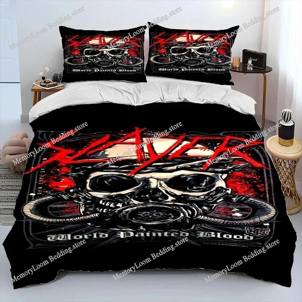 Art Style Unique Slayer Heavy Metal Band Music Bedding Set Queen/King Size Duvet Cover Comforter Soft Bed Sheet Set Home Decor
