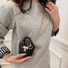 Retro Mini Square Bag Stylish Coin Purse Lock Chain Crossbody Bag Children Shoulder Handbag Classic Zipper Headphe Bag Charm