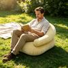 Huaqianguhh Inflatable Flocked Sofa for Adults, Heavy Duty Blow-up Lounge Chair, Single Double Air Couch Indoor Outdoor Living Room