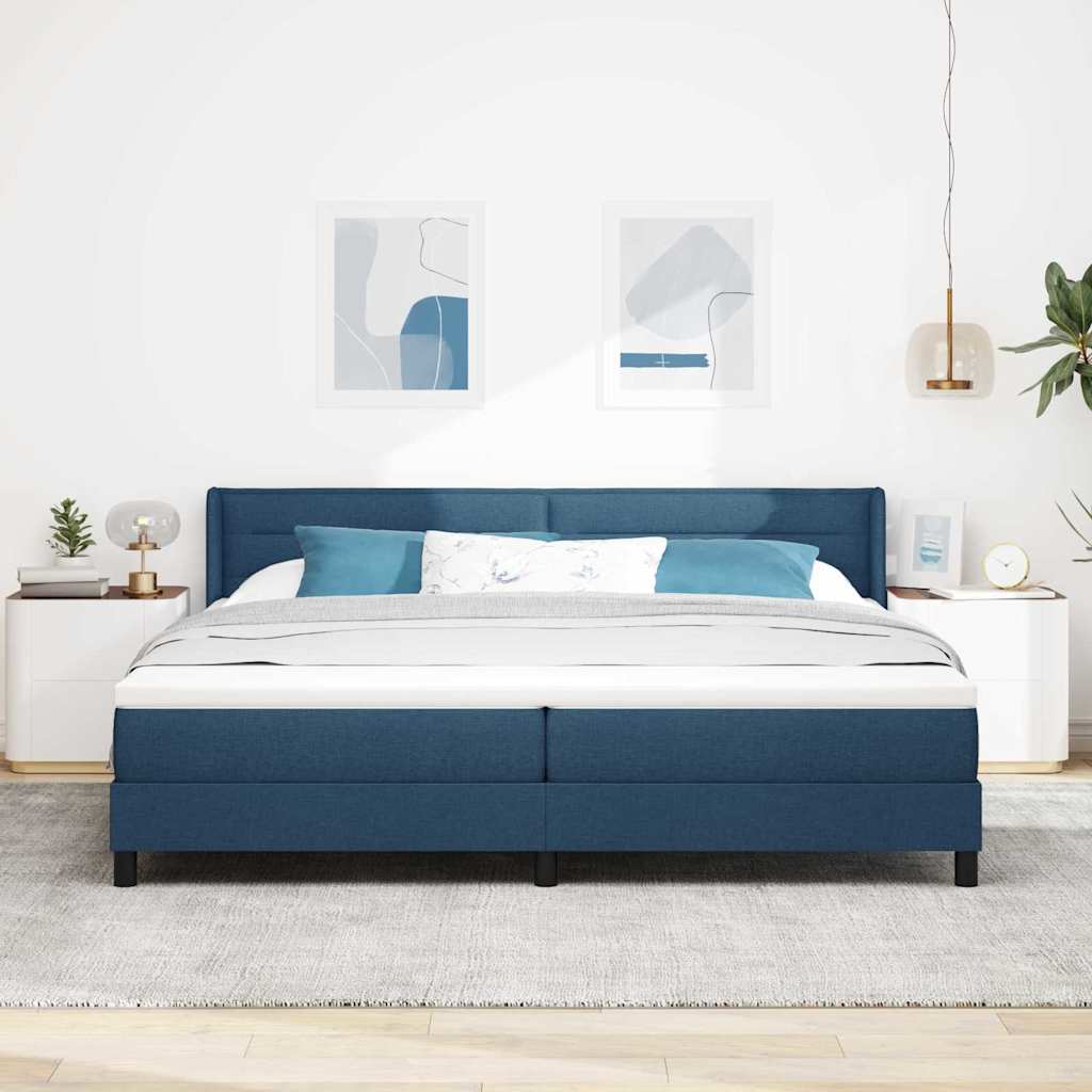Boxspring Bed with Headboard Blue 200 X 200 Cm Fabric