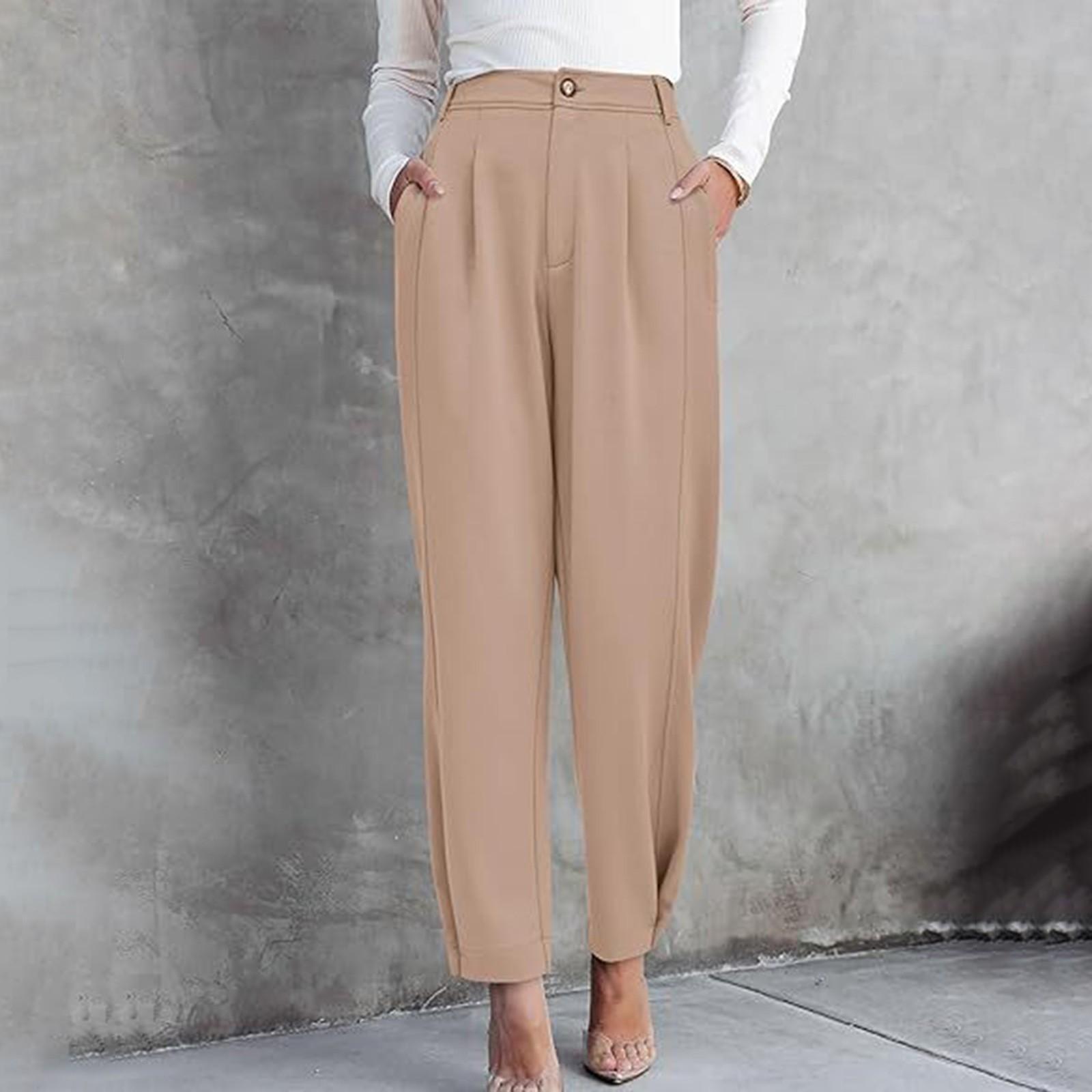 

Женские однотонные повседневные свободные удобные рабочие деловые брюки для делового костюма XS хаки