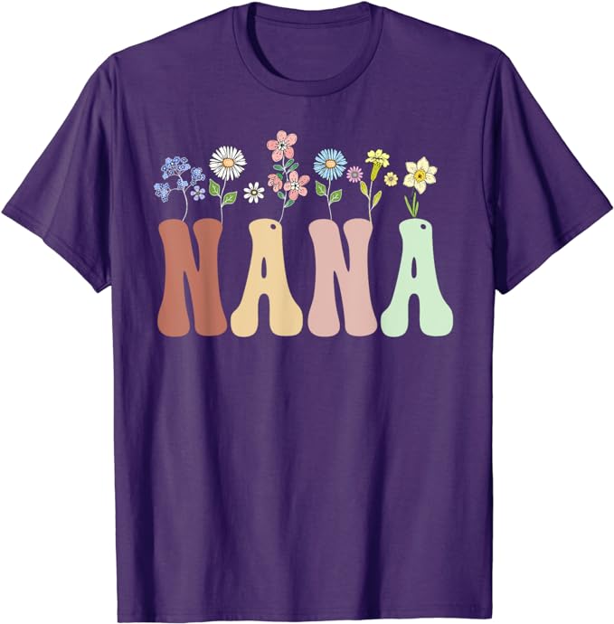 Grammy Gifts Women Wildflower Floral Design Grammy T-Shirt Women's Fashion Nana Gigi Grandma Tees Yaya Mimi Mother's Day Clothes