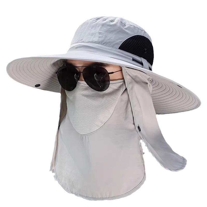 Fishing Hat Men's Sun Hat Summer Sun Protection Large Brim All Round Outdoor Leisure Face Protection Mosquito Mountaineering Fishing Hat