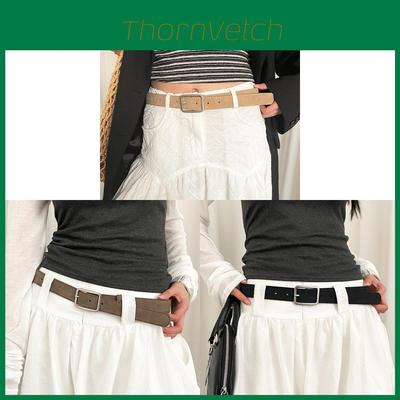 Minimalist Pu Leather Belt For Women With Square Pin Buckle For Casual And Office Wear