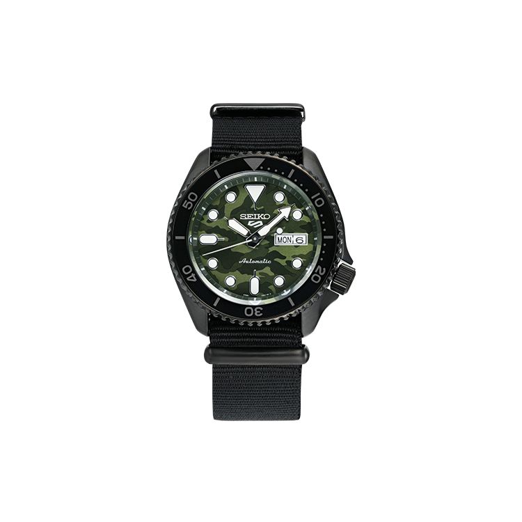 Seiko 5 Series Trendy Street Skateboard Solar Mechanical Movement Nylon Strap Watch Men watches Green SRPJ37K1