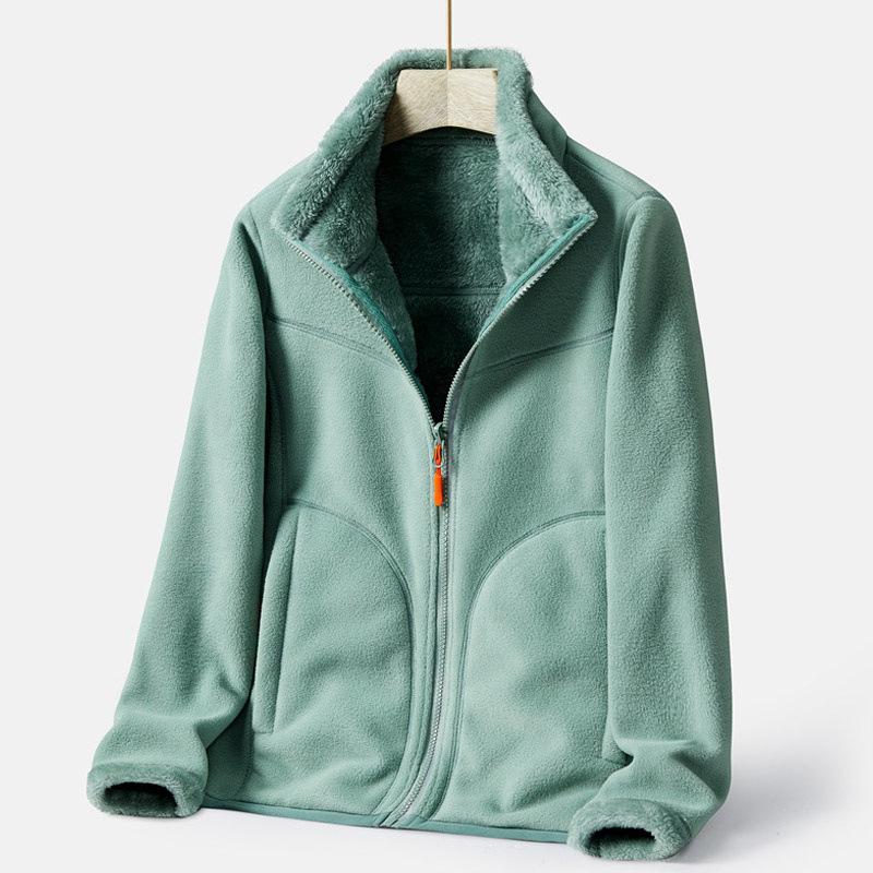 Giacca in Pile Bifacciale da Esterno per Coppia Giacca con Cappuccio in Pile Spesso da Donna Autunno Inverno Calda