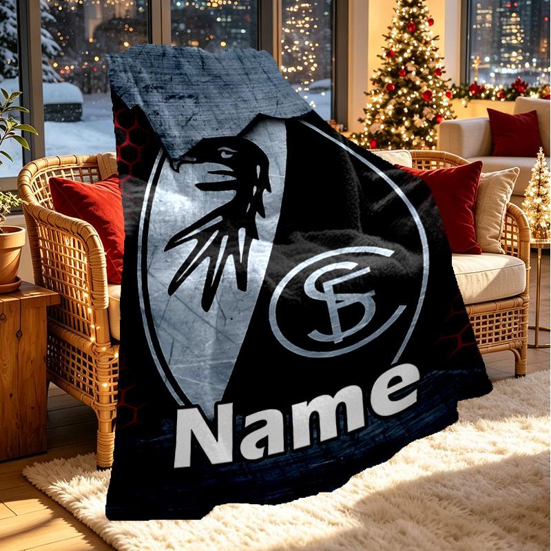 Custom Name Personalized SC Freiburg Print Blanket, Home Decor, Bedroom, Sofa, Camping, Couch, Gifts for Birthday Christmas