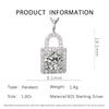 Elegant 1 Carat Moissanite Lock Pendant Necklace in S925 Sterling Silver for Women