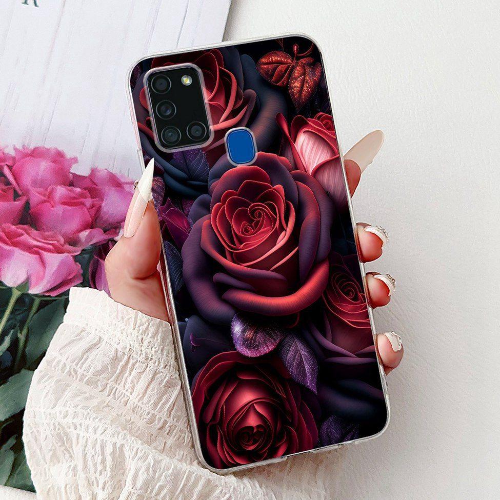 For Samsung A21s Case Cover Clear Fashion Luxury Cute Painted Back Cover For Samsung Galaxy A21s Phone Case A217F A217M A217N